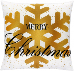 Fata de perna decorativa Merry Christmas 40 x 40 cm cu fermoar poliester alb / auriu 