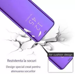Husa Tip Carte Huawei Y5P Mov Clear View Oglinda 