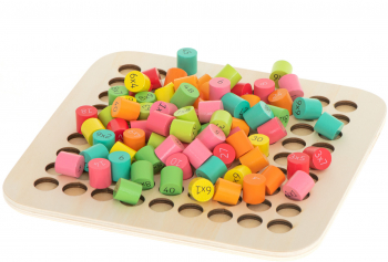 Joc educativ pentru invatarea tablei inmultirii Lemn +7 ani 21.2x21.2x0.7 cm Multicolor 