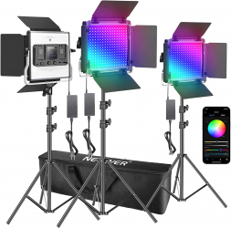 Kit 3 Panouri Led cu 450 Leduri lumina RGB geanta cablu de alimentare si accesorii incluse 