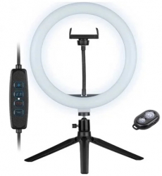 Lampa circulara Ringlight 26 cm cu Mini trepied cap bila rotativa plus telecomanda Negru 