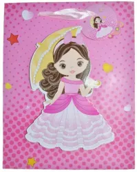 Punga pentru cadouri 3D Happy Birthday din hartie groasa cu manere din snur 23 x 18 x 9 cm Midex 511679-1 Roz 