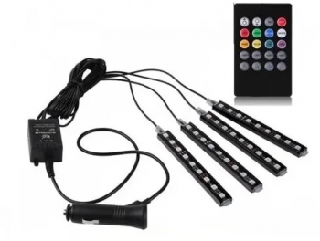 Sistem iluminare auto interior 9 LED RGB cu telecomanda 