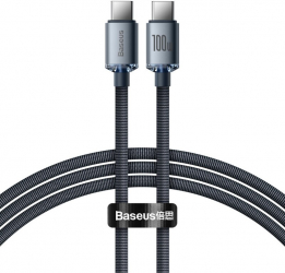 Cablu Incarcare Baseus Crystal Shine Series CAJY000601 USB Type-C la USB Type-C 1.2m 100W Negru 