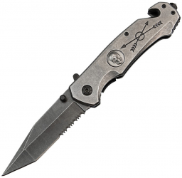 Briceag de vanatoare full metalic IdeallStore R Future Adventure otel inoxidabil 23 cm argintiu 