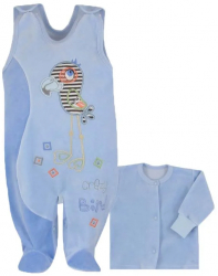 Compleu 2 piese salopeta si bluza copii Koala 2627-AL1-74-cm Albastru 