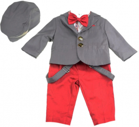 Costum de botez 6 piese pentru baieti Mini Junior CEB-29-0-3-luni Multicolor 