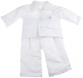 Costum de botez pentru copii 2 piese Mini Junior CEB-17-0-luni Alb 