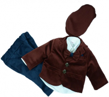Costum elegant 6 piese pentru baieti Colibri 2013-M-80-cm Maro 