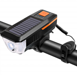 Lampa solara LED bicicleta - buton portocaliu 