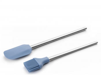 Set 2 ustensile bucatarie Ibili-Ecoprof silicon 32 cm argintiu/albastru 