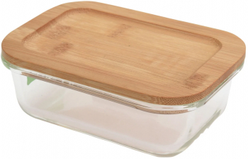 Caserola Excellent Houseware sticla/bambus 15.5x11x5 cm maro 
