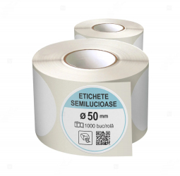 Rola etichete autoadezive semilucioase rotunde diametru 50 mm adeziv permanent 1000 etichete rola 