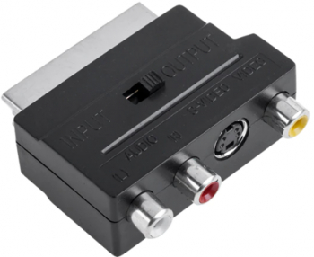 Adaptor EUROSCART tata - 3 x RCA + SVHS cu Intrerupator 