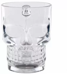Halba din sticla pentru bere forma de craniu 500 ml Pufo 