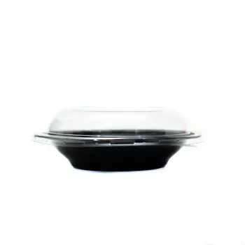 Caserola neagra pentru salata 1000ml cu capac transparent set 50buc 