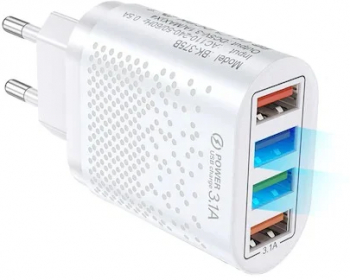 Incarcator cu 4 porturi USB iluminate cu Incarcare Rapida thenologie Qualcomm Multiple Protectii si certificari culoare Alb 