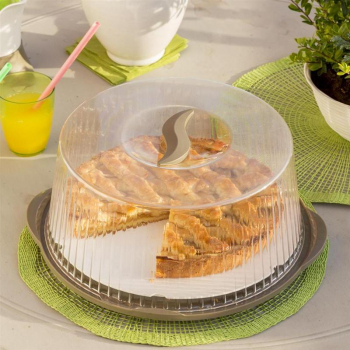 Caserola cu platou rotativ material plastic maro 36.5 x 33 x 14.8 cm 