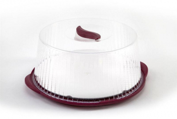 Caserola cu platou rotativ material plastic rosu 36.5 x 33 x 14.8 cm 
