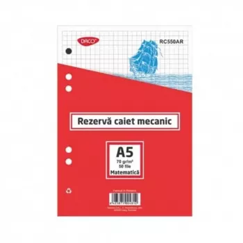 Rezerva caiet mecanic A5 50file Matematica 