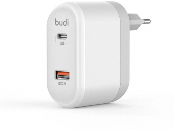 Incarcator Priza Budi Fast Charge White 18W QC 3.0 1xType-c