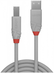 Cablu LINDY Anthra USB 2.0 Male Tip A - USB Male 2.0 Tip B 2m gri 