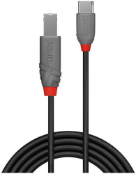 Cablu periferice LINDY Anthra USB 2.0 tip C Male - USB 2.0 tip B Male 2m negru-gri 