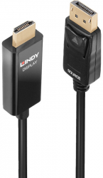 Cablu video LINDY DisplayPort v1.2 Male - HDMI v2.0 Male 1m negru 