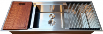 Chiuveta bucatarie inox HORECA CookingAid Infinity Undermount Workstation cu dozator detergent tavita vase/paste/fructe scurgator plat ino 