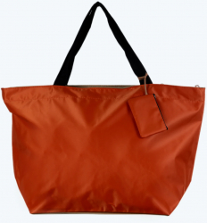 Geanta de weekend portocalie din material textil usor lucios 