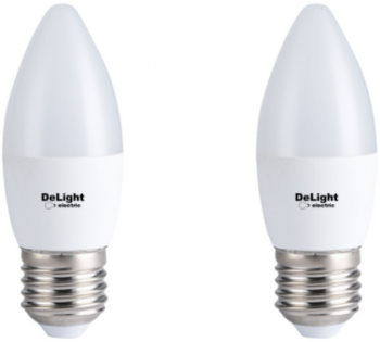 Set 2 becuri Led Lumanare E27 model C37 6W50W 6400K lumina rece 