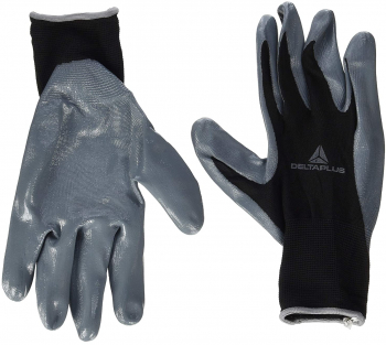Manusi protectie din tricot fin din poliester negru-gri 