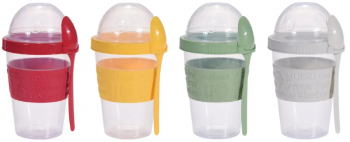 Set 4 pahare iaurt Excellent Houseware plastic 9x16 cm 600 ml multicolor 