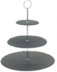 Suport servire cu 3 nivele Excellent Houseware ardezie 30x25 cm negru 