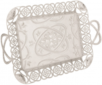 Tavita dreptunghiulara stil Ottoman din zamac I43Xl21xH3 cm EHA - Argintiu 