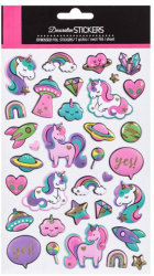 Autocolante si stickere 3D varietate de dimensiuni si modele cu personajul unicorn si un design multicolor