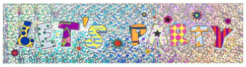 Banner de perete LETS PARTY - Dimensiunea 2.6 m x 11 cm colorat si plin de energi 