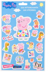 Caiet cu Peppa Pig 200 de autocolante si stickere in diverse dimensiuni si modele Evolium Multicolor