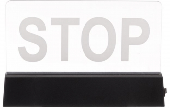Decoratiune luminata cu mesaj STOP pe baza de LED-uri
