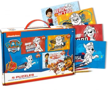 Puzzle 4 in 1 de colorat + 4 creioane Paw Patrol - Toi-Toys 