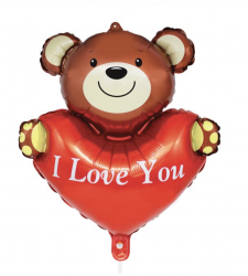 Set baloane inima I Love You cu urs rosu/maro 