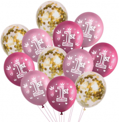 Set Evolium cu 24 de baloane 1st Birthday culori metalice ghirlanda Multicolor 