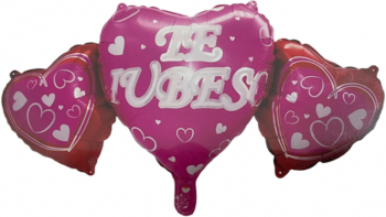 Set de 3 baloane Evolium in forma de inima Pink