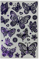 Set de autocolante decorative Evolium pentru perete 11 fluturi si 12 floricele Mov 