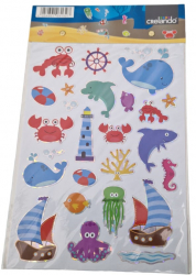 Set de stickere decorative Blue Whale Evolium cu 65 de piese 