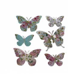 Sticker de perete Evolium cu 6 fluturi si motive florale Multicolor 