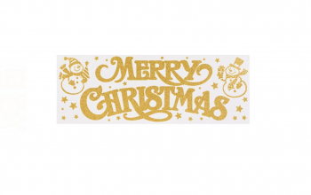Sticker decorativ de Craciun Merry Christmas 20 x 60 cm Evolium Gold 