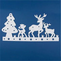 Sticker decorativ de Craciun Reni in zapada marime 34 x 16 cm White Christmas