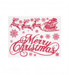 Sticker decorativ Evolium pentru sarbatorile de iarna cu mesaj Merry Christmas dimensiune 30 x 42 cm Rosu 
