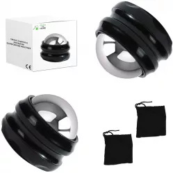 Set 2 sfere de Masaj rece si cald GlowforHome Ameliorarea Durerilor Pentru Recuperare Rapida relaxare corporala Negru/Argintiu 